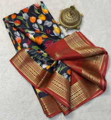 Royal Modern Print Designer Silk Saree with Blouse