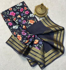 Exclusive Modern Print Mysore Crepe Saree for Women
