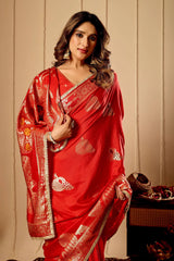 Antique Gold Crimson Majesty Saree