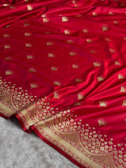 Satin Silk Banarasi Saree | Traditional Booti Weaving | 7 Rich Colors
