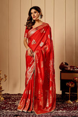 Antique Gold Crimson Majesty Saree