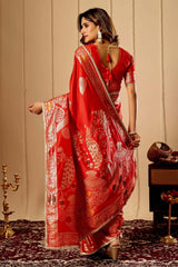 Antique Gold Crimson Majesty Saree