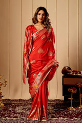 Antique Gold Crimson Majesty Saree