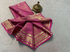 Pink Kanjivaram Silk Saree with Gold Zari Work