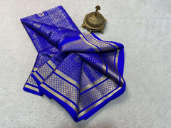 Blue Kanjivaram Silk Saree with Gold Zari Work