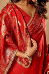 Antique Gold Crimson Majesty Saree