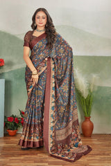 Timeless Glamour: Crepe Silk Saree with Satin Borders & Blouse