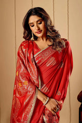 Antique Gold Crimson Majesty Saree