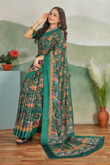 Crafted in Elegance: Crepe Silk with Viscose Satin Borders