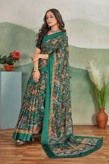 Crafted in Elegance: Crepe Silk with Viscose Satin Borders