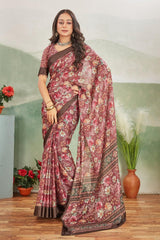 Graceful Legacy: Kalamkari Artistry on Border Silk