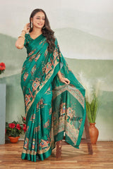 Classic Charm: Crepe Silk Saree with Matching Satin Blouse
