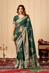 Peocock Green Silk Saree Premium