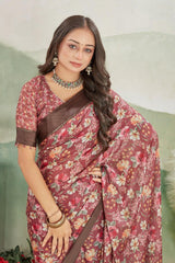 Graceful Legacy: Kalamkari Artistry on Border Silk