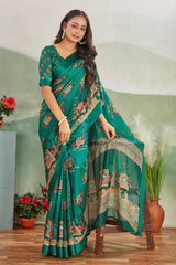Classic Charm: Crepe Silk Saree with Matching Satin Blouse