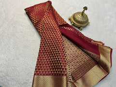Silk Brocade Saree | Gold & Silver Zari Diamond Design