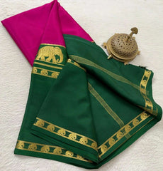 Semi-Crepe Silk Saree – Big Elephant Bentex Border