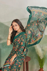 Crafted in Elegance: Crepe Silk with Viscose Satin Borders