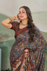 Timeless Glamour: Crepe Silk Saree with Satin Borders & Blouse