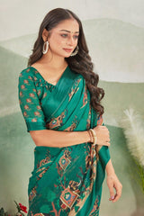 Classic Charm: Crepe Silk Saree with Matching Satin Blouse