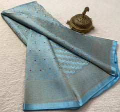 Meenakari Soft Brocade Silk Saree with Zari Weaving
