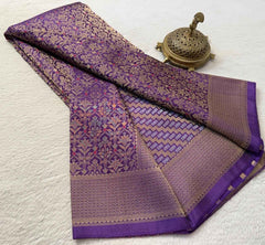 Meenakari Soft Brocade Silk Saree with Zari Weaving
