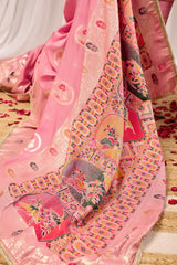Soft Pink Silk Saree with Traditional Woven Design & Rich Pallu