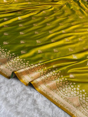 Satin Silk Banarasi Saree | Traditional Booti Weaving | 7 Rich Colors