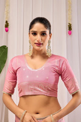 Soft Pink Silk Saree with Traditional Woven Design & Rich Pallu