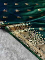Satin Silk Banarasi Saree | Traditional Booti Weaving | 7 Rich Colors
