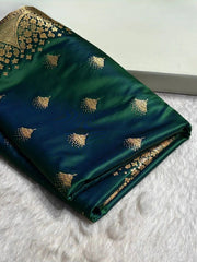 Satin Silk Banarasi Saree | Traditional Booti Weaving | 7 Rich Colors