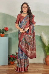 Elegance Meets Tradition: Crepe Silk with Satin Borders & Blouse