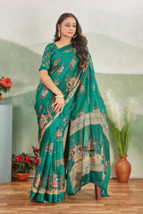 Classic Charm: Crepe Silk Saree with Matching Satin Blouse