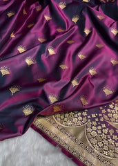 Satin Silk Banarasi Saree | Traditional Booti Weaving | 7 Rich Colors