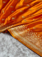 Satin Silk Banarasi Saree | Traditional Booti Weaving | 7 Rich Colors