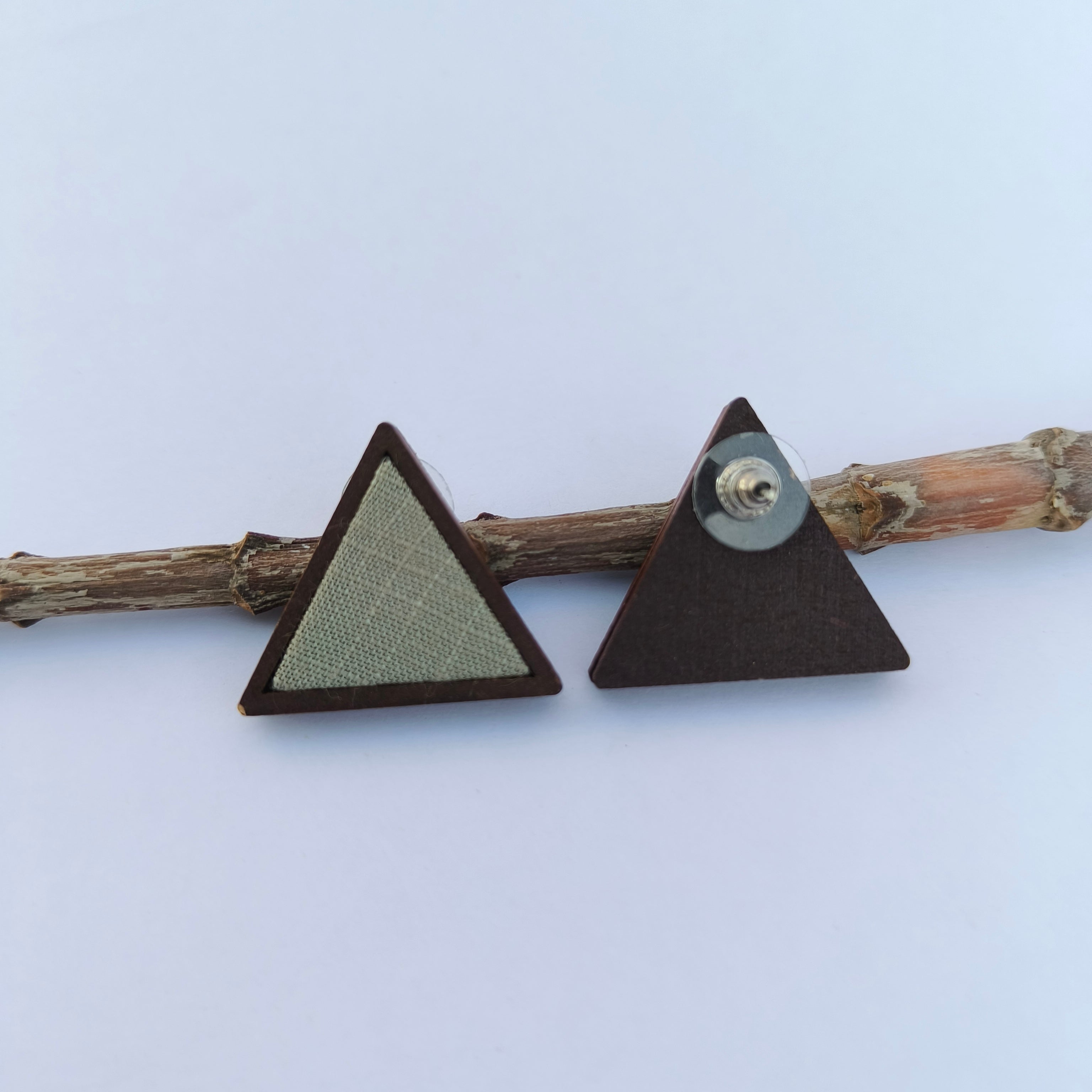 Geo Wood Triangle Studs