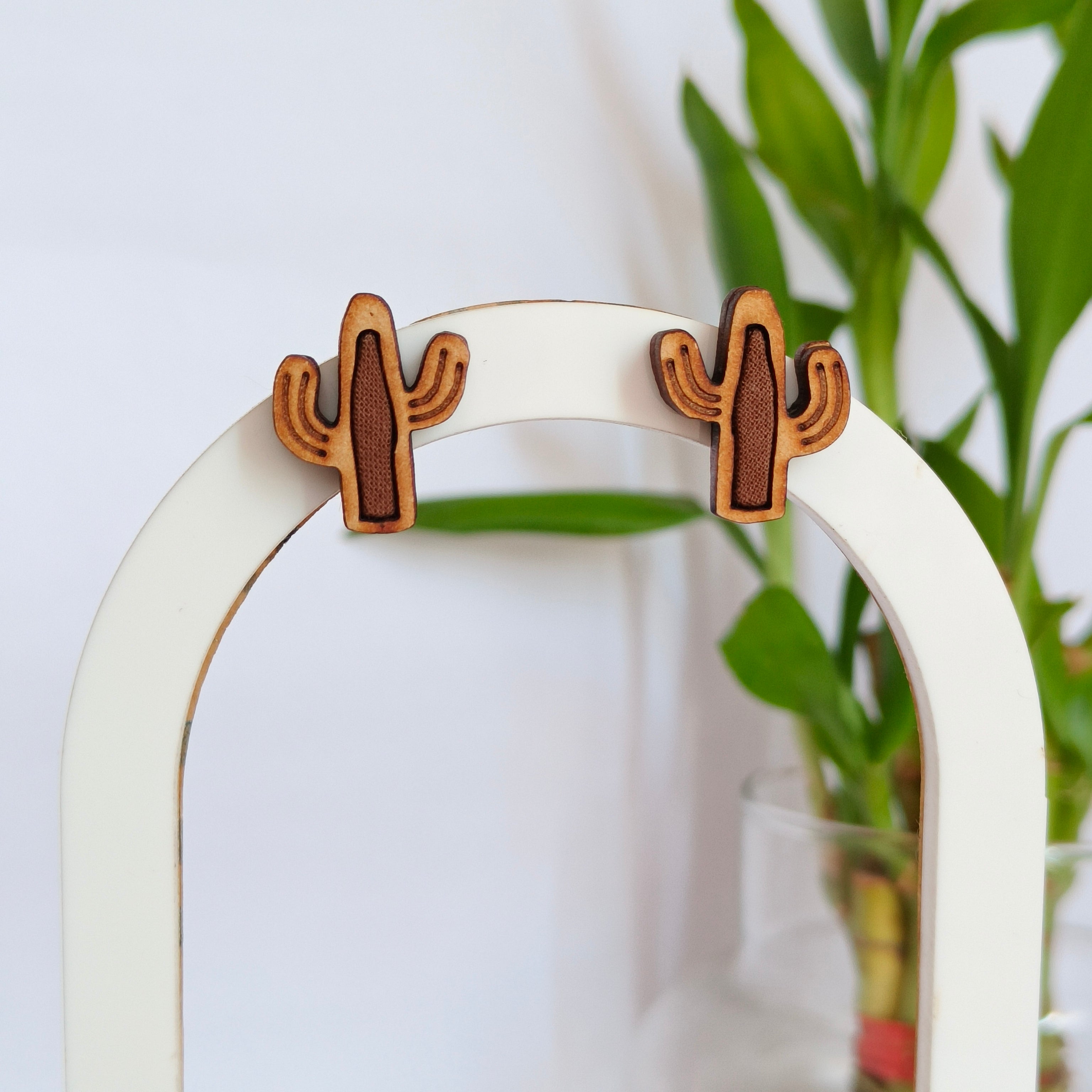 Brown Cactus Studs