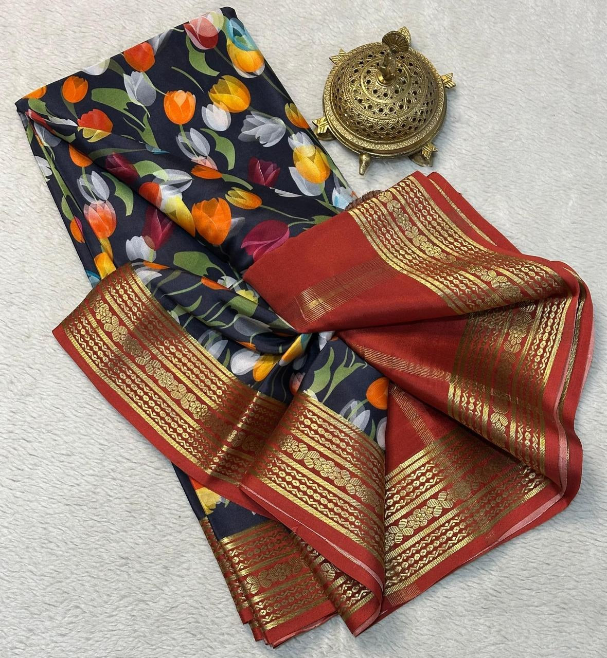 Royal Modern Print Designer Silk Saree with Blouse