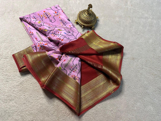 Graceful Modern Print Partywear Crepe Silk Saree