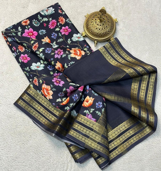 Exclusive Modern Print Mysore Crepe Saree for Women