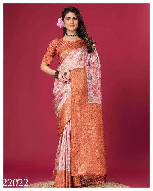 Elegant Modern Print Designer Mysore Crepe Silk Saree