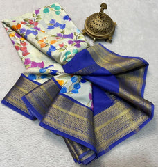 Latest Modern Print Mysore Crepe Silk Saree Collection