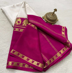 Semi-Crepe Silk Saree – Big Elephant Bentex Border