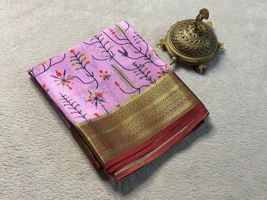 Graceful Modern Print Partywear Crepe Silk Saree