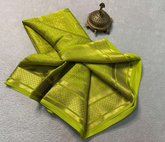 Yellow Kanjivaram Silk Saree with Gold Zari Work