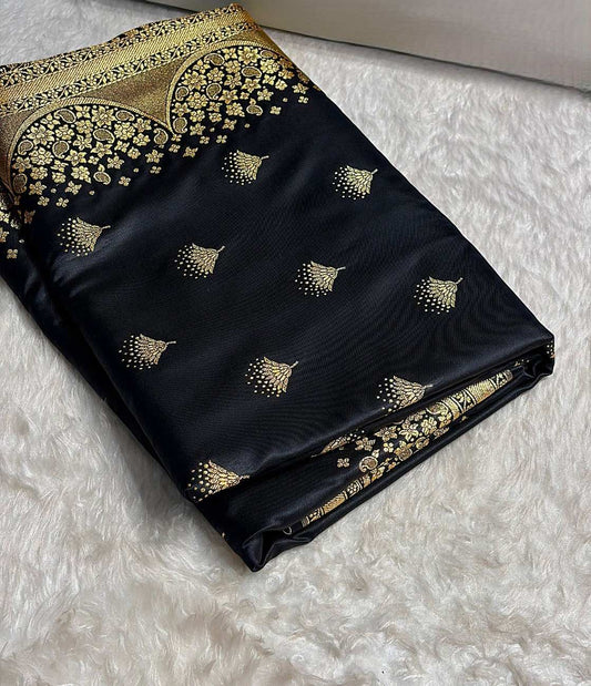 Satin Silk  Banarasi Saree | Traditional Booti Weaving | 7 Rich Colors