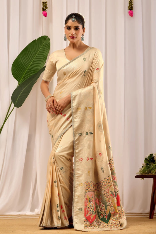 Satin Silk Saree with Traditional Motifs – Classic Indian Ethnic Wear