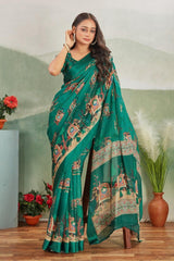 Classic Charm: Crepe Silk Saree with Matching Satin Blouse