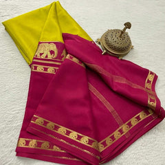 Semi-Crepe Silk Saree – Big Elephant Bentex Border