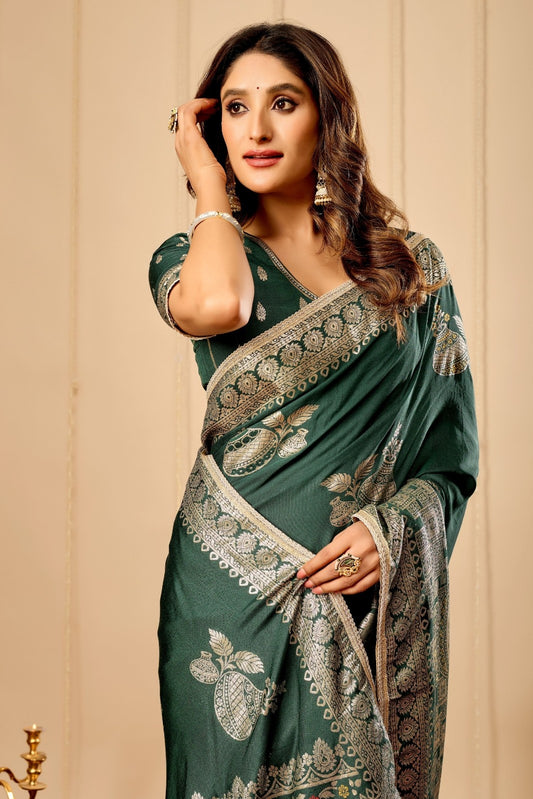 Peocock Green Silk Saree Premium